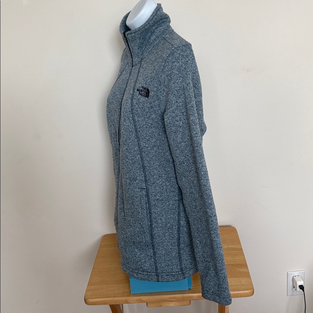 The North Face Women's Heather Gray Blue Full Zip Sweater Size Large - Picture 2 of 15